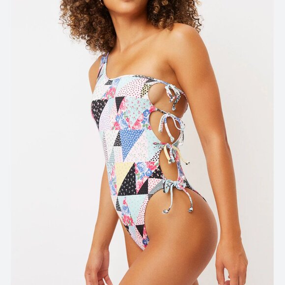 Frankie's Bikinis Other - Frankies Bikinis Honey One Shoulder Women's Patchwork Swimsuit one-piece Swim